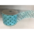 Sheer Wired Ribbon with Glitter Dots Lt Blue 3" 25y